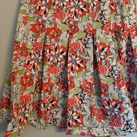 Tres You Floral Pleated Midlength Skirt 100% Cotton 8 - Picture 4 of 5